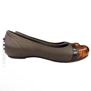 CROCS Cap‎ Toe Tortoise Flats Slip On Womens Brown Size 7